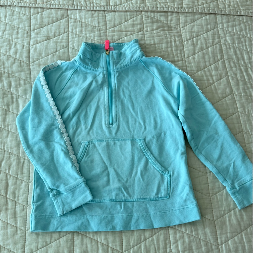 Lilly Pulitzer Light Blue Quarter-Zip Pullover girls size small (4/5)